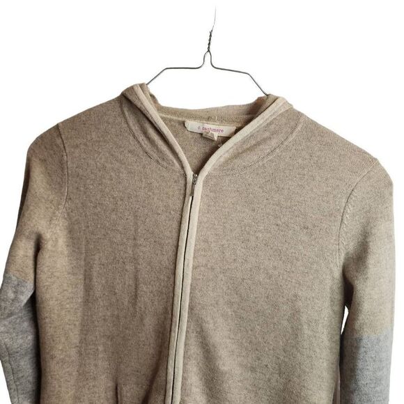C.Cashmere Bloomingdale's NWOT Colorblock 2 Ply Cashmere Zip Up Jacket Ultra Sof - Picture 3 of 8